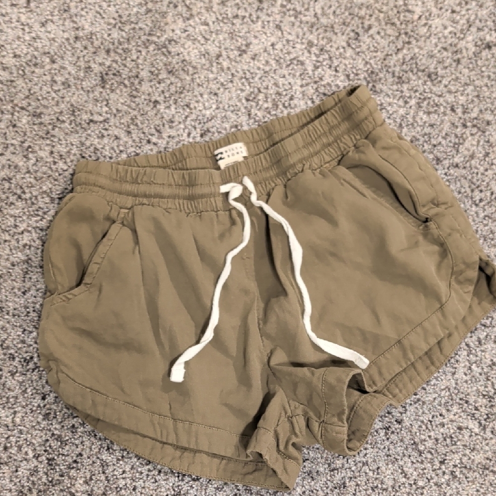 Billabong Olive Athletic Shorts with Drawstring